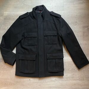 Alfani Wool Blend Jacket with Quilted Lining and 4 Front Pockets size M Full Zip